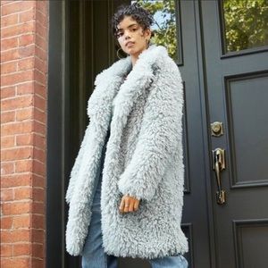 NEW oversized faded blue fuzzy coat